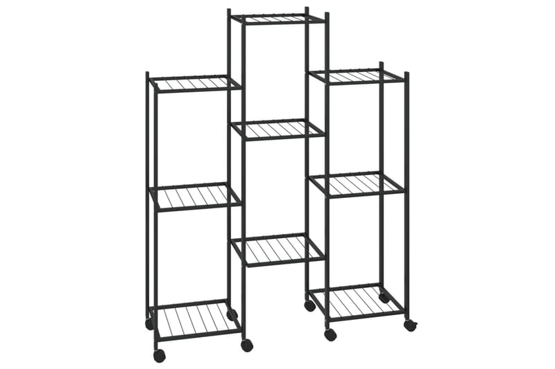 beBasic blomsterstativ med hjul 83x25x103,5 cm jern sort - Sort - Have - Havearbejde & dyrkning - Dyrkning - Urtepotteskjulere & blomsterkrukker - Blomsterreol & blomsterstativ