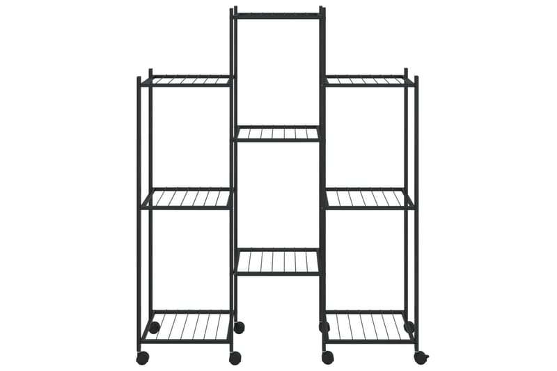 beBasic blomsterstativ med hjul 83x25x103,5 cm jern sort - Sort - Have - Havearbejde & dyrkning - Dyrkning - Urtepotteskjulere & blomsterkrukker - Blomsterreol & blomsterstativ