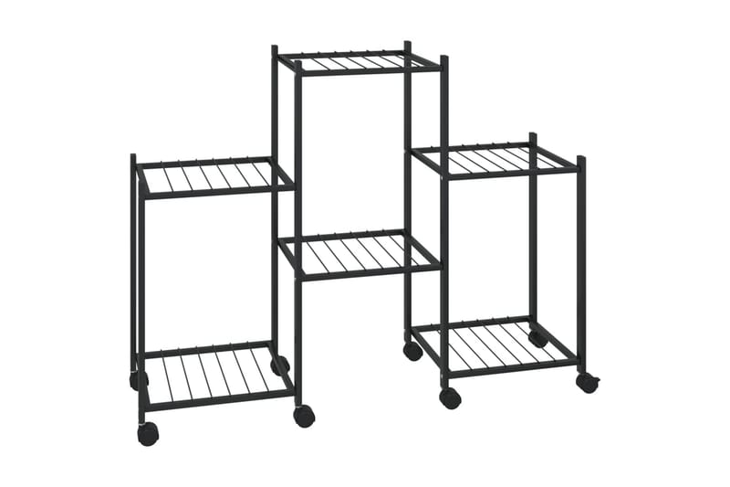 beBasic blomsterstativ med hjul 83x25x63,5 cm jern sort - Sort - Have - Havearbejde & dyrkning - Dyrkning - Urtepotteskjulere & blomsterkrukker - Blomsterreol & blomsterstativ