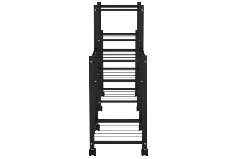 beBasic blomsterstativ med hjul 83x25x63,5 cm jern sort - Sort - Have - Havearbejde & dyrkning - Dyrkning - Urtepotteskjulere & blomsterkrukker - Blomsterreol & blomsterstativ