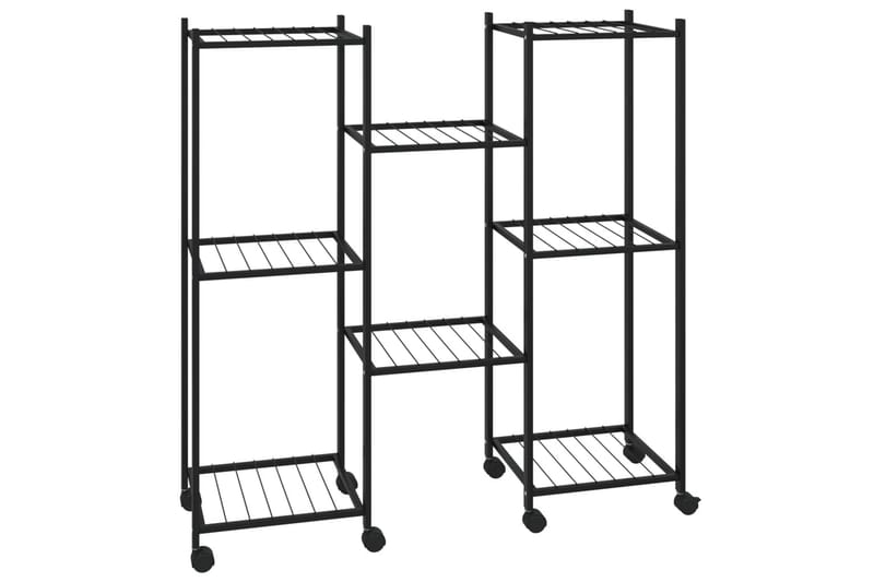 beBasic blomsterstativ med hjul 83x25x83,5 cm jern sort - Sort - Have - Havearbejde & dyrkning - Dyrkning - Urtepotteskjulere & blomsterkrukker - Blomsterreol & blomsterstativ