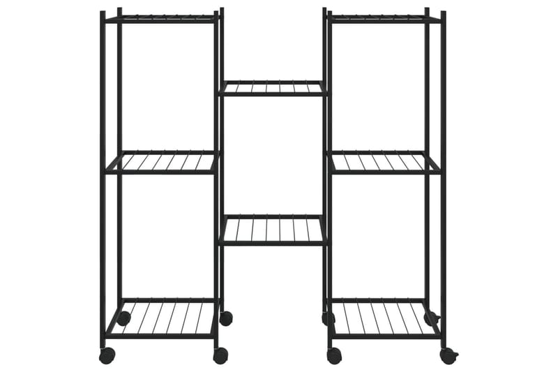 beBasic blomsterstativ med hjul 83x25x83,5 cm jern sort - Sort - Have - Havearbejde & dyrkning - Dyrkning - Urtepotteskjulere & blomsterkrukker - Blomsterreol & blomsterstativ