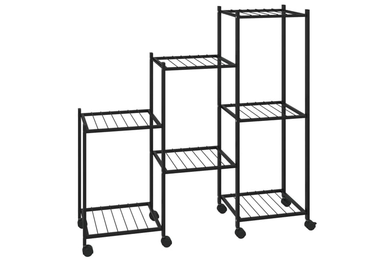 beBasic blomsterstativ med hjul 83x25x83,5 cm jern sort - Sort - Have - Havearbejde & dyrkning - Dyrkning - Urtepotteskjulere & blomsterkrukker - Blomsterreol & blomsterstativ