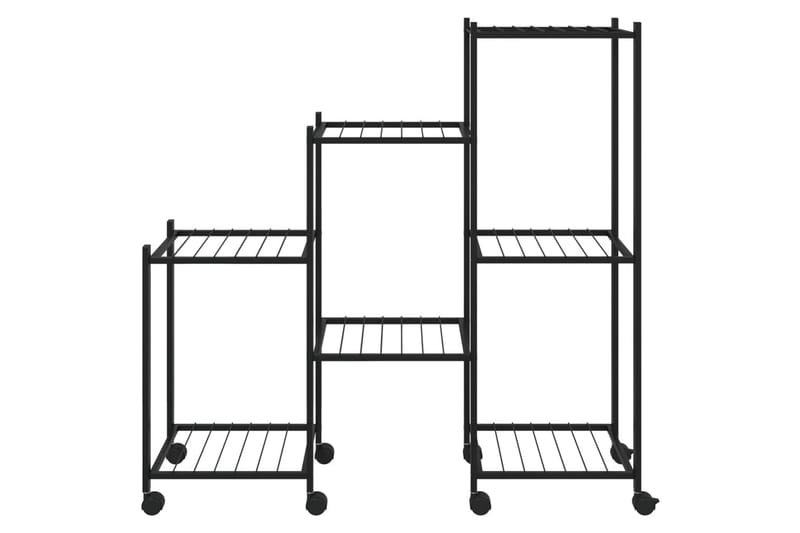 beBasic blomsterstativ med hjul 83x25x83,5 cm jern sort - Sort - Have - Havearbejde & dyrkning - Dyrkning - Urtepotteskjulere & blomsterkrukker - Blomsterreol & blomsterstativ