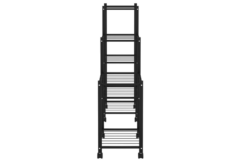 beBasic blomsterstativ med hjul 83x25x83,5 cm jern sort - Sort - Have - Havearbejde & dyrkning - Dyrkning - Urtepotteskjulere & blomsterkrukker - Blomsterreol & blomsterstativ