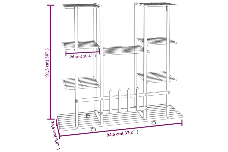 beBasic blomsterstativ med hjul 94,5x24,5x91,5 cm jern sort - Sort - Have - Havearbejde & dyrkning - Dyrkning - Urtepotteskjulere & blomsterkrukker - Blomsterreol & blomsterstativ