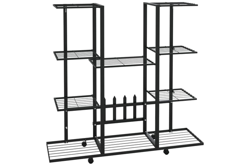 beBasic blomsterstativ med hjul 94,5x24,5x91,5 cm jern sort - Sort - Have - Havearbejde & dyrkning - Dyrkning - Urtepotteskjulere & blomsterkrukker - Blomsterreol & blomsterstativ