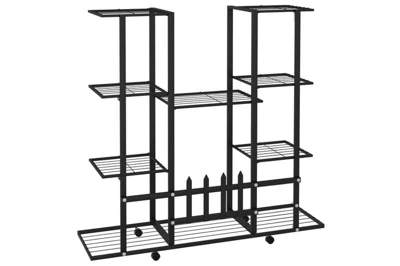 beBasic blomsterstativ med hjul 94,5x24,5x91,5 cm jern sort - Sort - Have - Havearbejde & dyrkning - Dyrkning - Urtepotteskjulere & blomsterkrukker - Blomsterreol & blomsterstativ
