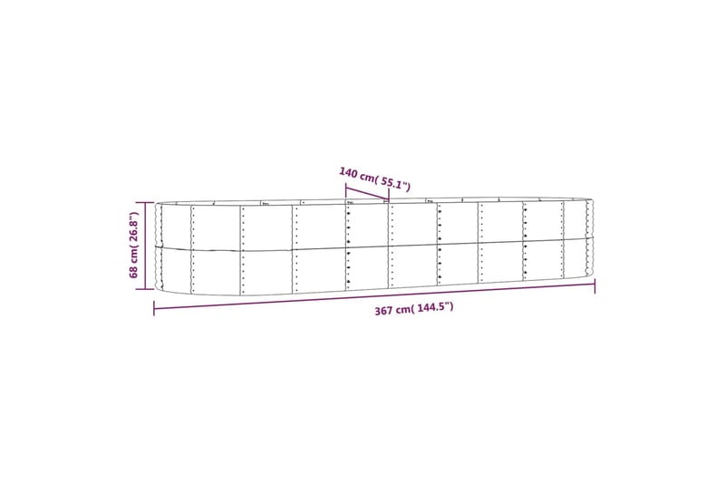beBasic plantekasse 367x140x68 cm pulverlakeret stål sølvfarvet - SÃ¸lv - Blomsterkasser - Havekrukker