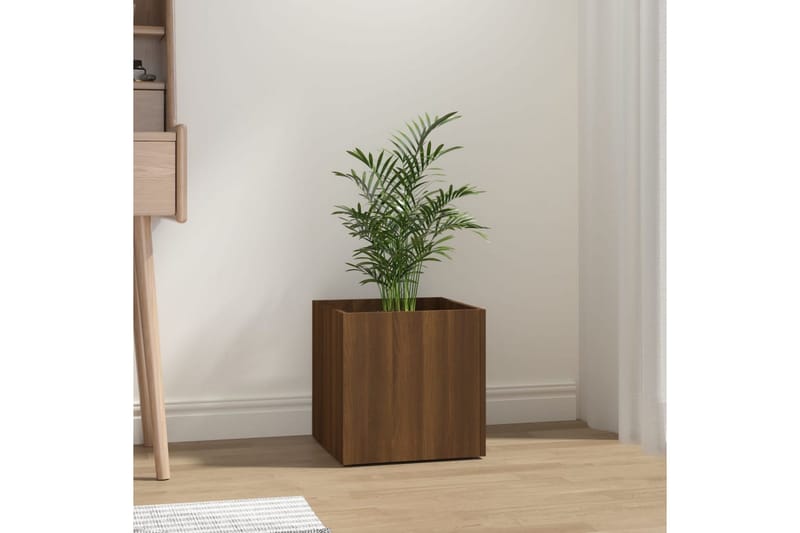 beBasic plantekasse 40x40x40 cm konstrueret træ brun egetræsfarve - Brun - Blomsterkasser - Havekrukker