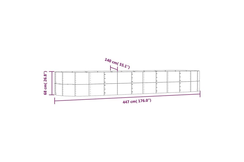 beBasic plantekasse 447x140x68 cm pulverlakeret stål sølvfarvet - SÃ¸lv - Blomsterkasser - Havekrukker