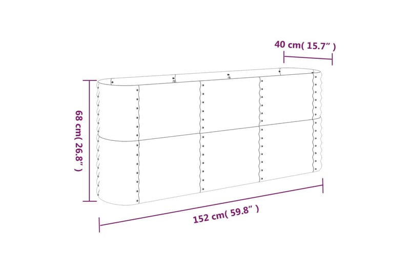 beBasic plantekasse 152x40x68 cm pulverlakeret stål antracitgrå - Antracit - Blomsterkasser - Havekrukker