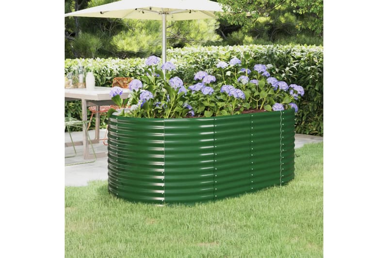beBasic plantekasse 175x100x68 cm pulverlakeret stål grøn - GrÃ¸n - Have - Havearbejde & dyrkning - Dyrkning - Urtepotteskjulere & blomsterkrukker - Blomsterkasser