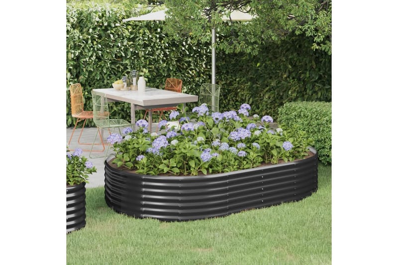 beBasic plantekasse 214x140x36 cm pulverlakeret stål antracitgrå - Antracit - Have - Havearbejde & dyrkning - Dyrkning - Urtepotteskjulere & blomsterkrukker - Blomsterkasser