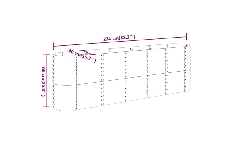 beBasic plantekasse 224x40x68 cm pulverlakeret stål antracitgrå - Antracit - Blomsterkasser - Havekrukker