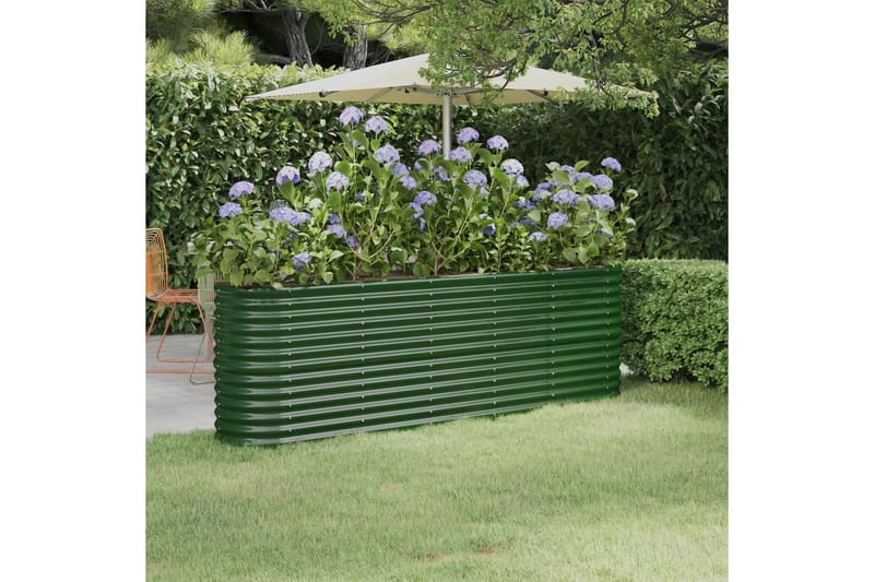 beBasic plantekasse 224x40x68 cm pulverlakeret stål grøn - GrÃ¸n - Blomsterkasser - Havekrukker