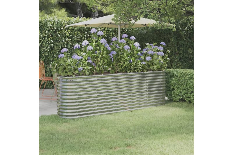 beBasic plantekasse 224x40x68 cm pulverlakeret stål sølvfarvet - SÃ¸lv - Have - Havearbejde & dyrkning - Dyrkning - Urtepotteskjulere & blomsterkrukker - Blomsterkasser