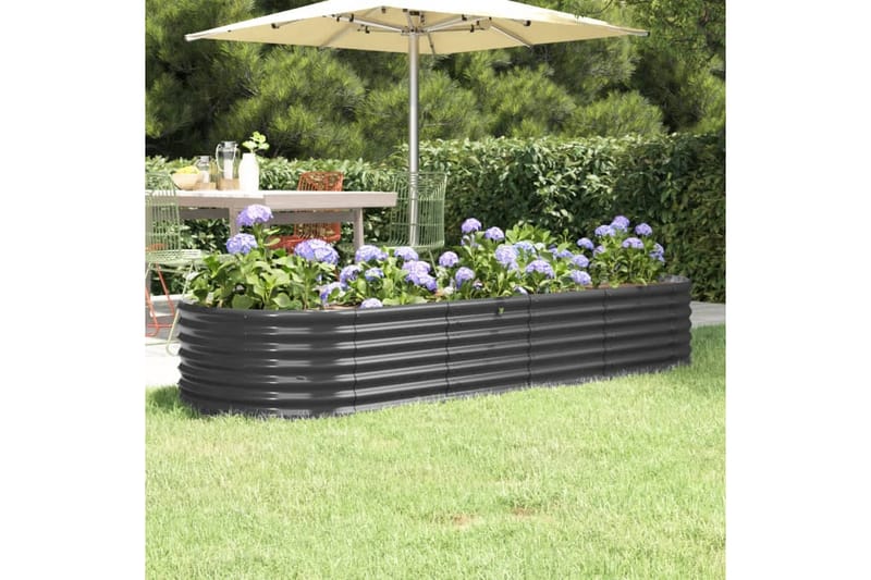 beBasic plantekasse 224x80x36 cm pulverlakeret stål antracitgrå - Antracit - Have - Havearbejde & dyrkning - Dyrkning - Urtepotteskjulere & blomsterkrukker - Blomsterkasser