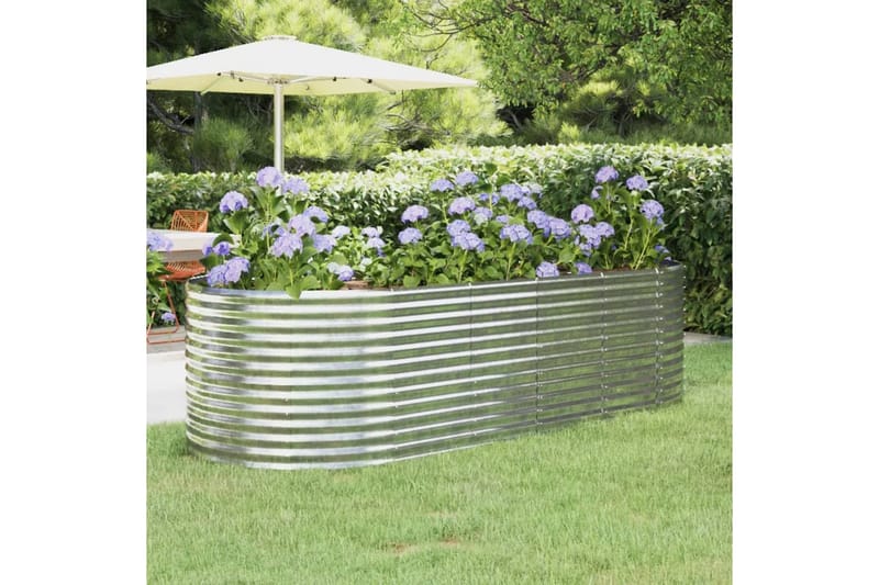 beBasic plantekasse 249x100x68 cm pulverlakeret stål sølvfarvet - SÃ¸lv - Have - Havearbejde & dyrkning - Dyrkning - Urtepotteskjulere & blomsterkrukker - Blomsterkasser