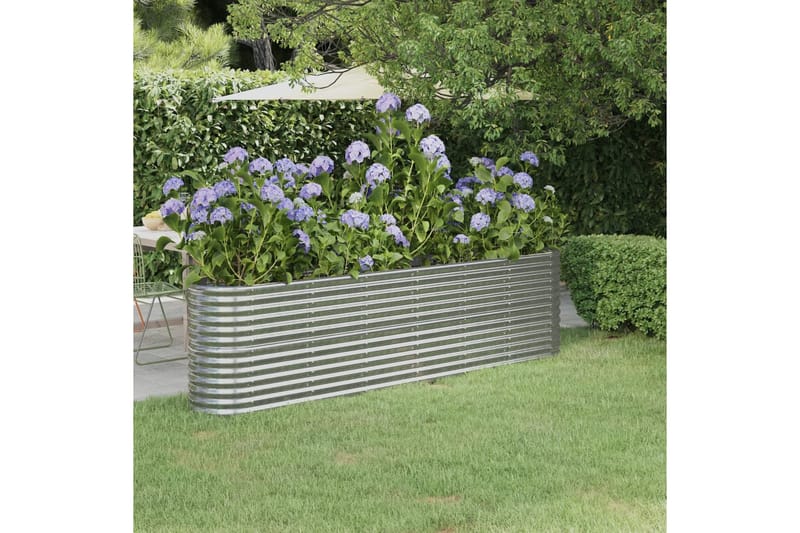 beBasic plantekasse 260x40x68 cm pulverlakeret stål sølvfarvet - SÃ¸lv - Havekrukker - Blomsterkasser