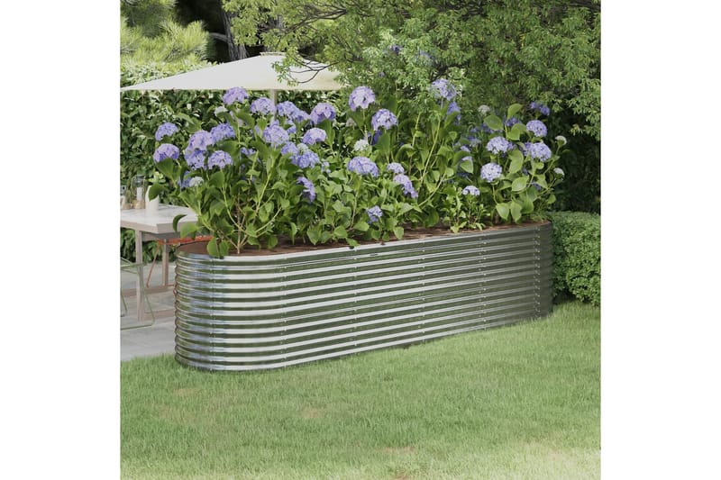 beBasic plantekasse 296x80x68 cm pulverlakeret stål sølvfarvet - SÃ¸lv - Havekrukker - Blomsterkasser