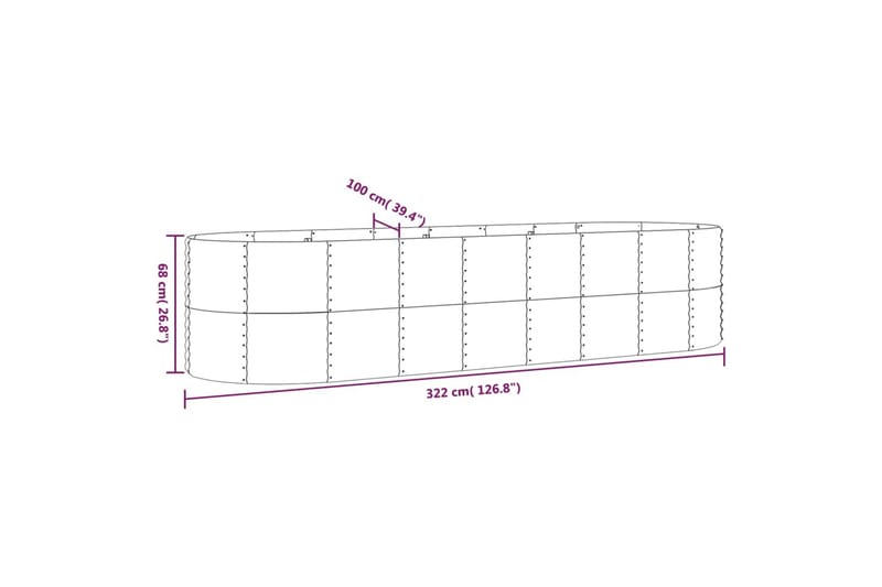 beBasic plantekasse 322x100x68 cm pulverlakeret stål antracitgrå - Antracit - Have - Havearbejde & dyrkning - Dyrkning - Urtepotteskjulere & blomsterkrukker - Blomsterkasser