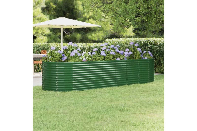 beBasic plantekasse 322x100x68 cm pulverlakeret stål grøn - GrÃ¸n - Havekrukker - Blomsterkasser