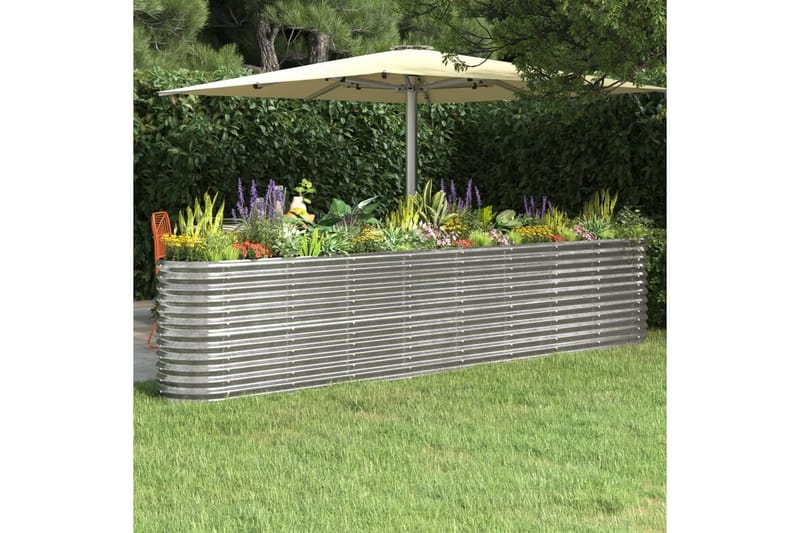beBasic plantekasse 332x40x68 cm pulverlakeret stål sølvfarvet - SÃ¸lv - Have - Havearbejde & dyrkning - Dyrkning - Urtepotteskjulere & blomsterkrukker - Blomsterkasser