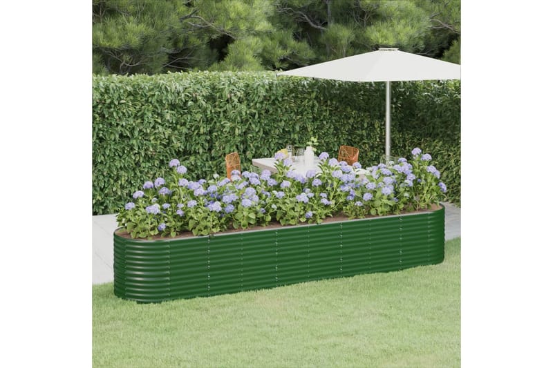 beBasic plantekasse 368x80x68 cm pulverlakeret stål grøn - GrÃ¸n - Havekrukker - Blomsterkasser