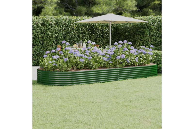 beBasic plantekasse 373x140x36 cm pulverlakeret stål grøn - GrÃ¸n - Havekrukker - Blomsterkasser