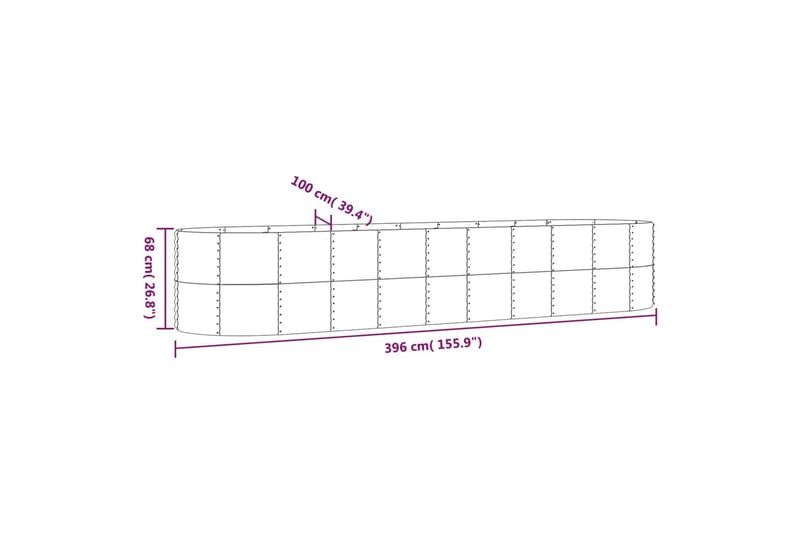 beBasic plantekasse 396x100x68 cm pulverlakeret stål sølvfarvet - SÃ¸lv - Blomsterkasser - Havekrukker