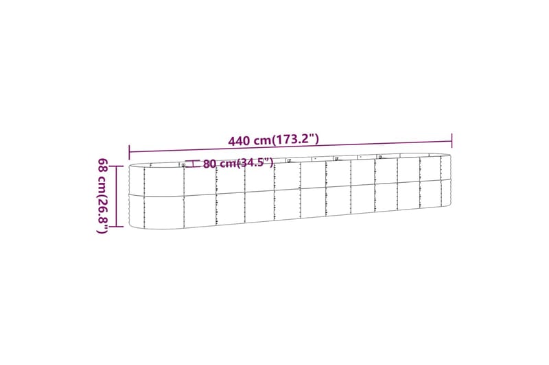 beBasic plantekrukke 440x80x68 cm pulverlakeret stål sølvfarvet - SÃ¸lv - Blomsterkasser - Havekrukker