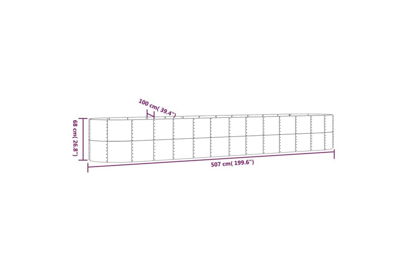 beBasic plantekasse 507x100x68 cm pulverlakeret stål sølvfarvet - SÃ¸lv - Have - Havearbejde & dyrkning - Dyrkning - Urtepotteskjulere & blomsterkrukker - Blomsterkasser