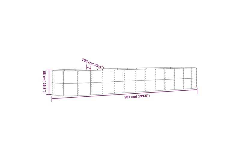 beBasic plantekasse 507x100x68 cm pulverlakeret stål sølvfarvet - SÃ¸lv - Blomsterkasser - Havekrukker
