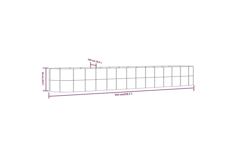 beBasic plantekasse 554x100x68 cm pulverlakeret stål sølvfarvet - SÃ¸lv - Have - Havearbejde & dyrkning - Dyrkning - Urtepotteskjulere & blomsterkrukker - Blomsterkasser