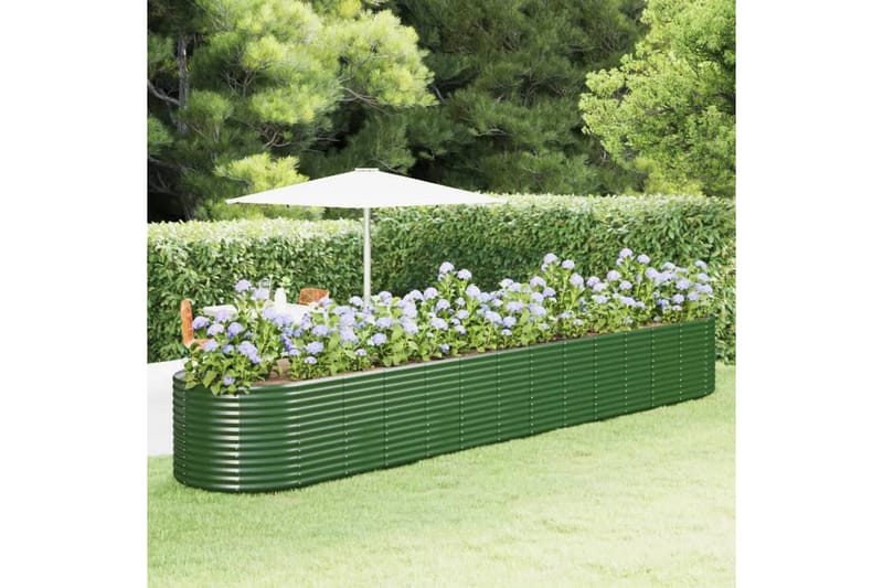 beBasic plantekasse 554x100x68 cm pulverlakeret stål grøn - GrÃ¸n - Blomsterkasser - Havekrukker