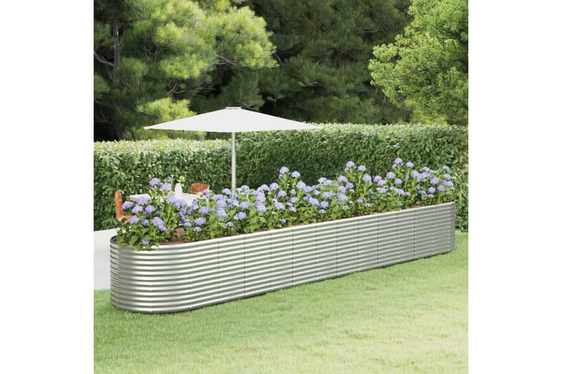 beBasic plantekasse 554x100x68 cm pulverlakeret stål sølvfarvet - SÃ¸lv - Have - Havearbejde & dyrkning - Dyrkning - Urtepotteskjulere & blomsterkrukker - Blomsterkasser