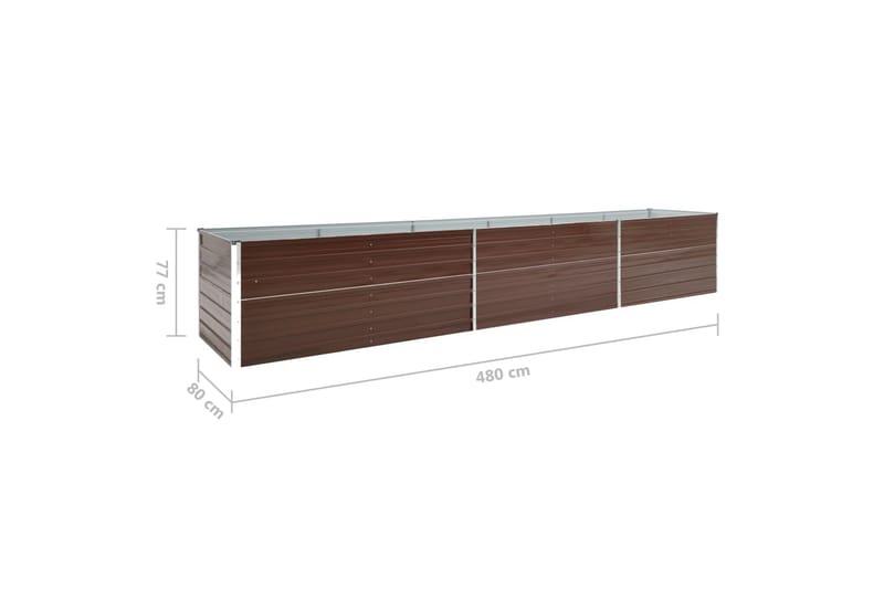 Forhöjet Plantekasse 480X80X77 cm Galvaniseret Stål Brun - Have - Havearbejde & dyrkning - Dyrkning - Urtepotteskjulere & blomsterkrukker - Blomsterkasser