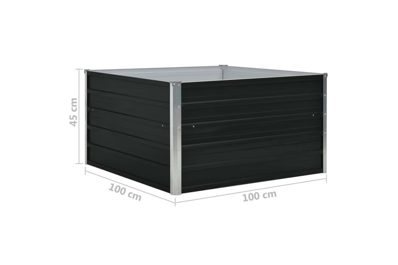 Forhøjet Blomsterbed 100 X 100 X 45 cm Galvaniseret Stål Grå - Grå - Have - Havearbejde & dyrkning - Dyrkning - Urtepotteskjulere & blomsterkrukker - Blomsterkasser