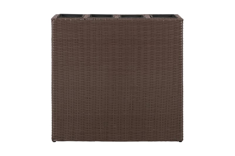 Haveplantekasser med 4 krukker 2 stk. polyrattan brun - Brun - Have - Havearbejde & dyrkning - Dyrkning - Urtepotteskjulere & blomsterkrukker - Blomsterkasser