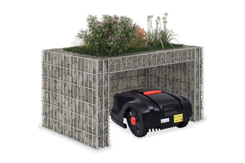 gabion-plantekasse 110x80x60 cm stål - Sølv - Have - Havearbejde & dyrkning - Dyrkning - Urtepotteskjulere & blomsterkrukker - Blomsterreol & blomsterstativ