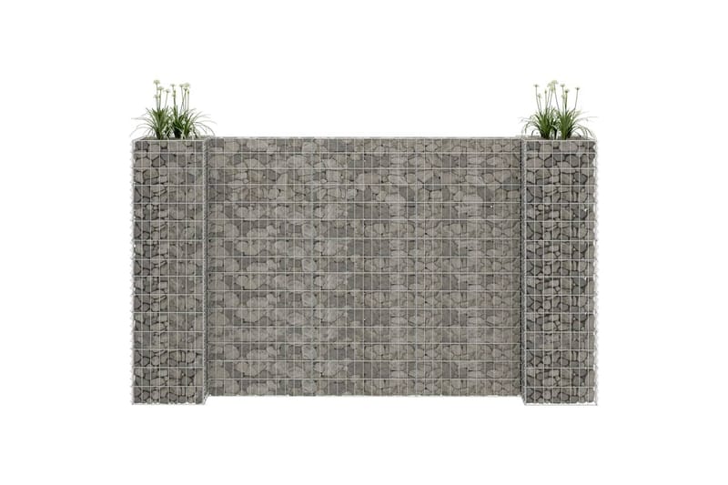 H-formet gabion-plantekasse 260x40x150 cm stål - Sølv - Have - Havearbejde & dyrkning - Dyrkning - Urtepotteskjulere & blomsterkrukker - Blomsterreol & blomsterstativ