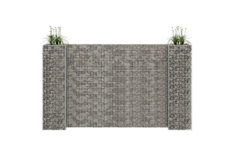H-formet gabion-plantekasse 260x40x150 cm stål - Sølv - Blomsterreol & blomsterstativ