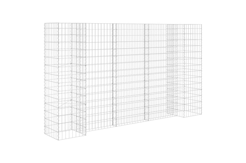 H-formet gabion-plantekasse 260x40x150 cm stål - Sølv - Have - Havearbejde & dyrkning - Dyrkning - Urtepotteskjulere & blomsterkrukker - Blomsterreol & blomsterstativ