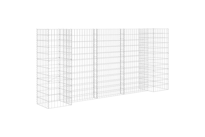 H-formet gabion-plantekasse 260x40x120 cm stål - Sølv - Have - Havearbejde & dyrkning - Dyrkning - Urtepotteskjulere & blomsterkrukker - Blomsterreol & blomsterstativ