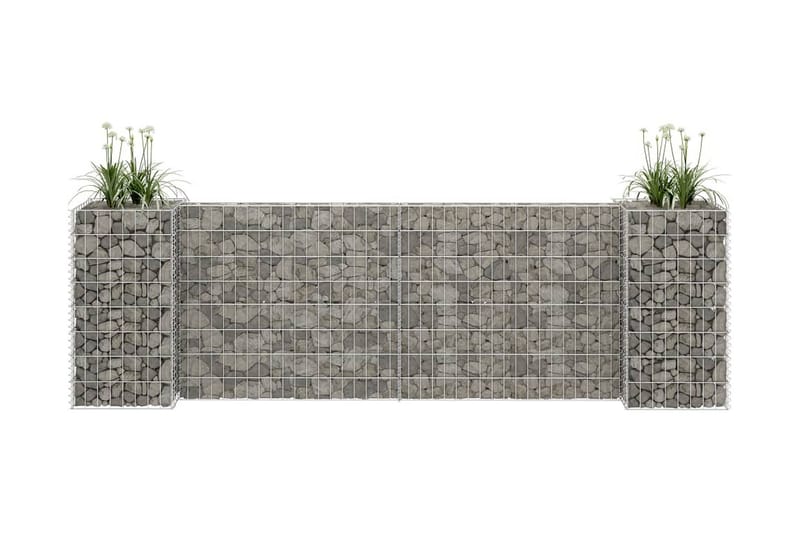 H-formet gabion-plantekasse 260x40x80 cm stål - Sølv - Have - Havearbejde & dyrkning - Dyrkning - Urtepotteskjulere & blomsterkrukker - Blomsterreol & blomsterstativ