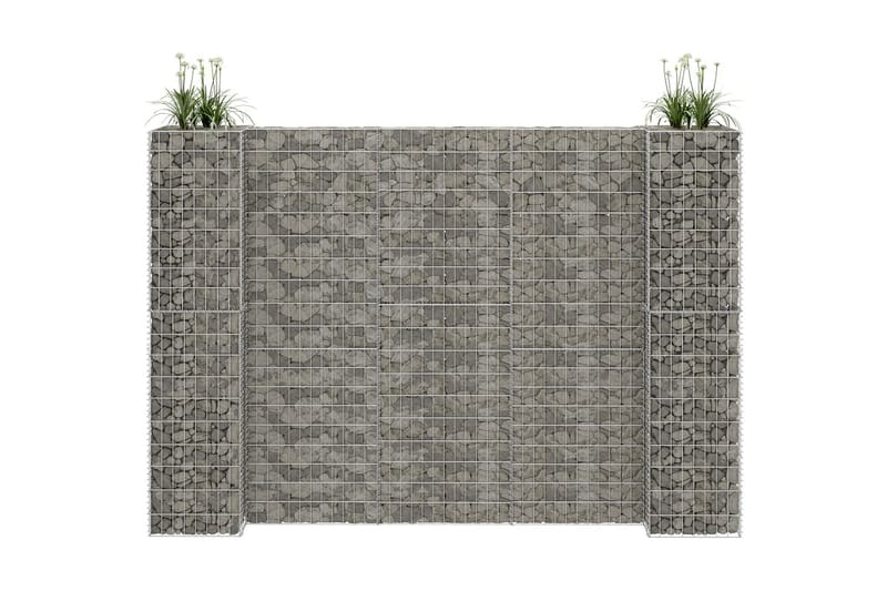 H-formet gabion-plantekasse 260x40x180 cm stål - Sølv - Blomsterreol & blomsterstativ