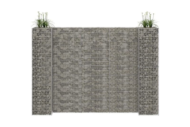 H-formet gabion-plantekasse 260x40x200 cm stål - Sølv - Have - Havearbejde & dyrkning - Dyrkning - Urtepotteskjulere & blomsterkrukker - Blomsterreol & blomsterstativ
