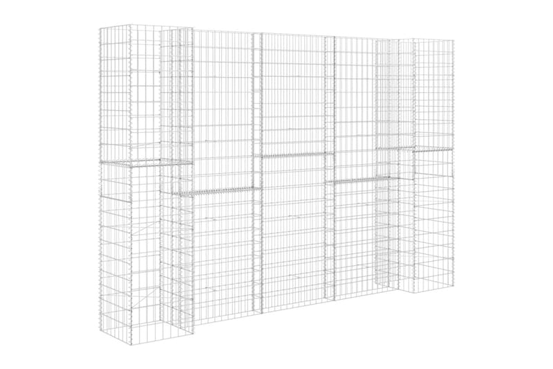 H-formet gabion-plantekasse 260x40x200 cm stål - Sølv - Have - Havearbejde & dyrkning - Dyrkning - Urtepotteskjulere & blomsterkrukker - Blomsterreol & blomsterstativ
