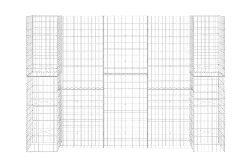 H-formet gabion-plantekasse 260x40x200 cm stål - Sølv - Have - Havearbejde & dyrkning - Dyrkning - Urtepotteskjulere & blomsterkrukker - Blomsterreol & blomsterstativ